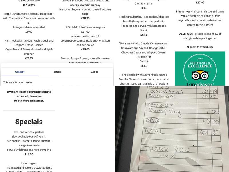 Old Vienna Restaurant Menu