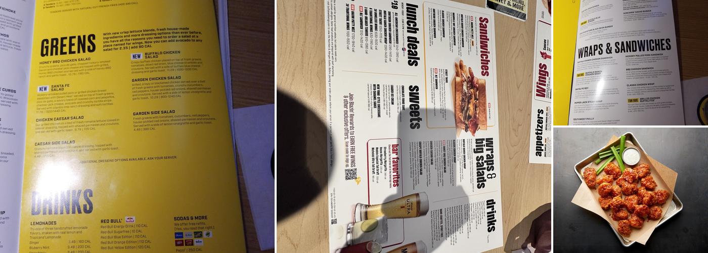 Buffalo Wild Wings Menu