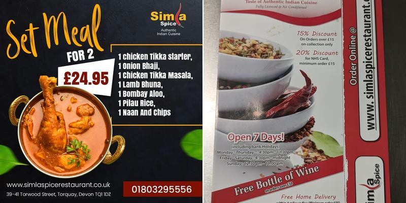 Simla Spice Ltd ( Enjoy Huge 20% OFF ) Menu