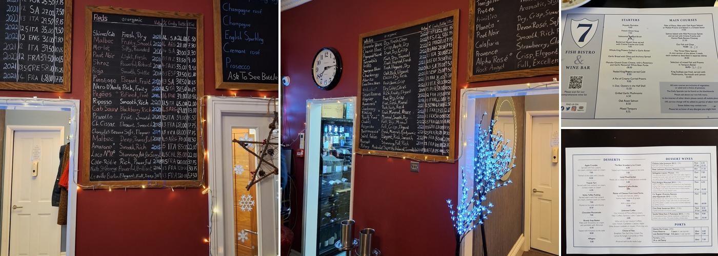 No 7 Fish Bistro & Wine Bar Menu