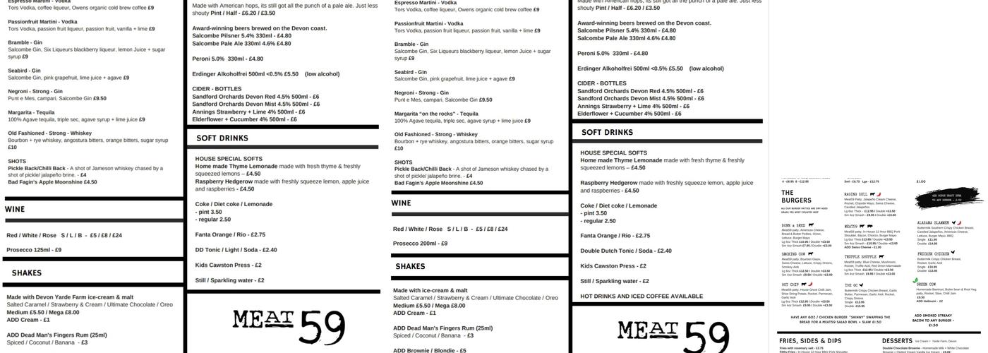 MEAT59 Torquay Menu