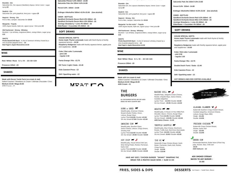 MEAT59 Torquay Menu