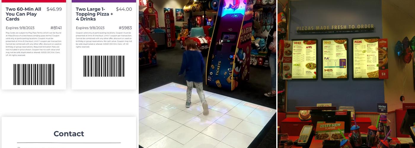 Chuck E. Cheese Menu