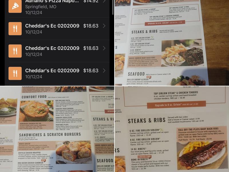 Cheddar's Scratch Kitchen Menu