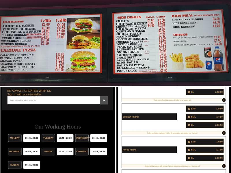 King Kebab exeter Menu