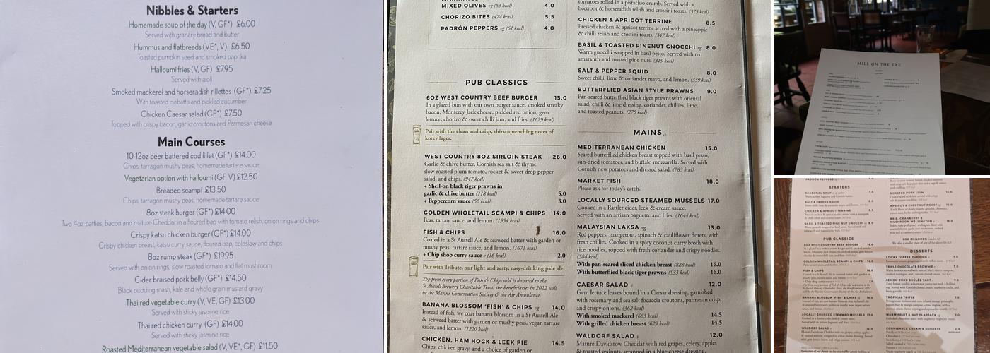 Mill on the Exe Menu