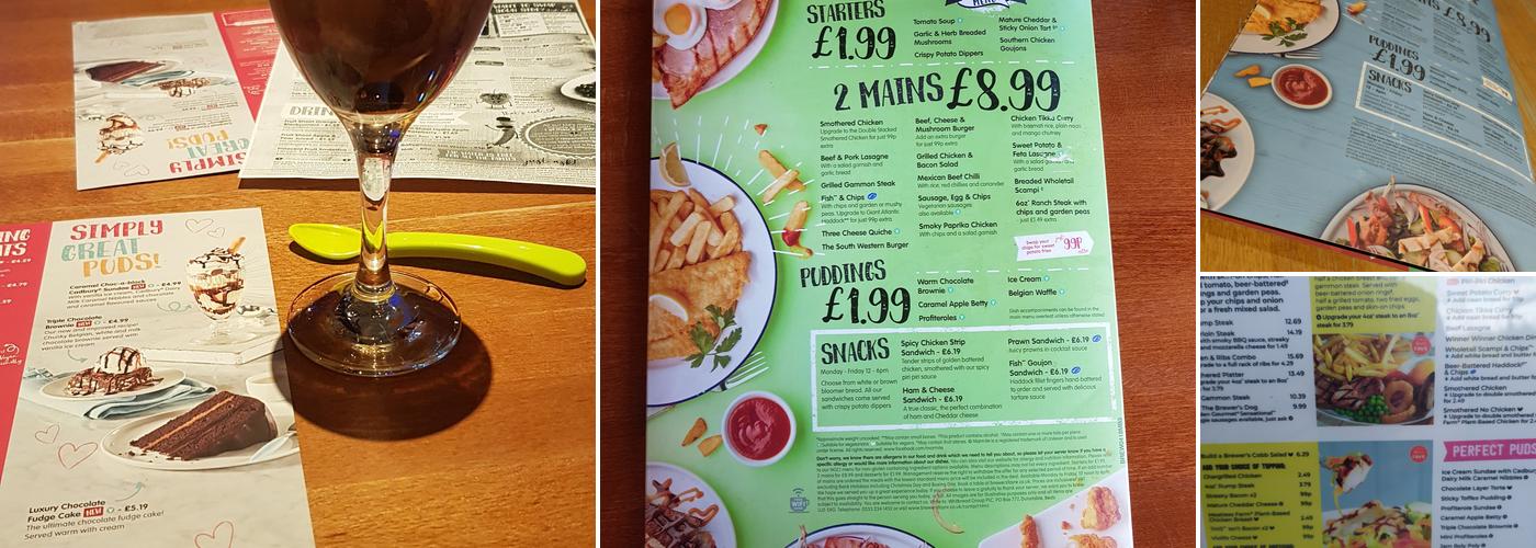 Exeter Exeter (m5, Jn 29) Brewers Fayre Menu