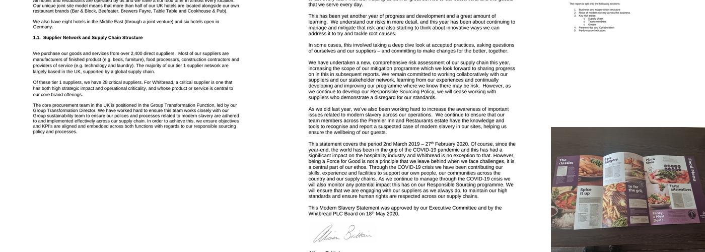 Premier Inn Plymouth City Centre (Sutton Harbour) hotel Menu