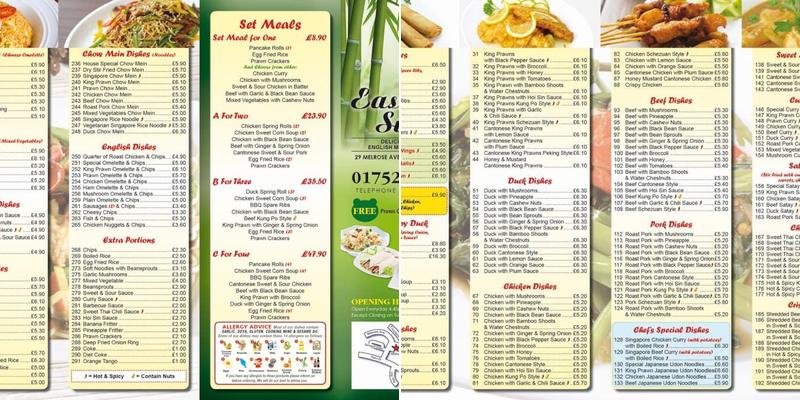 Eastern Sunrise Menu