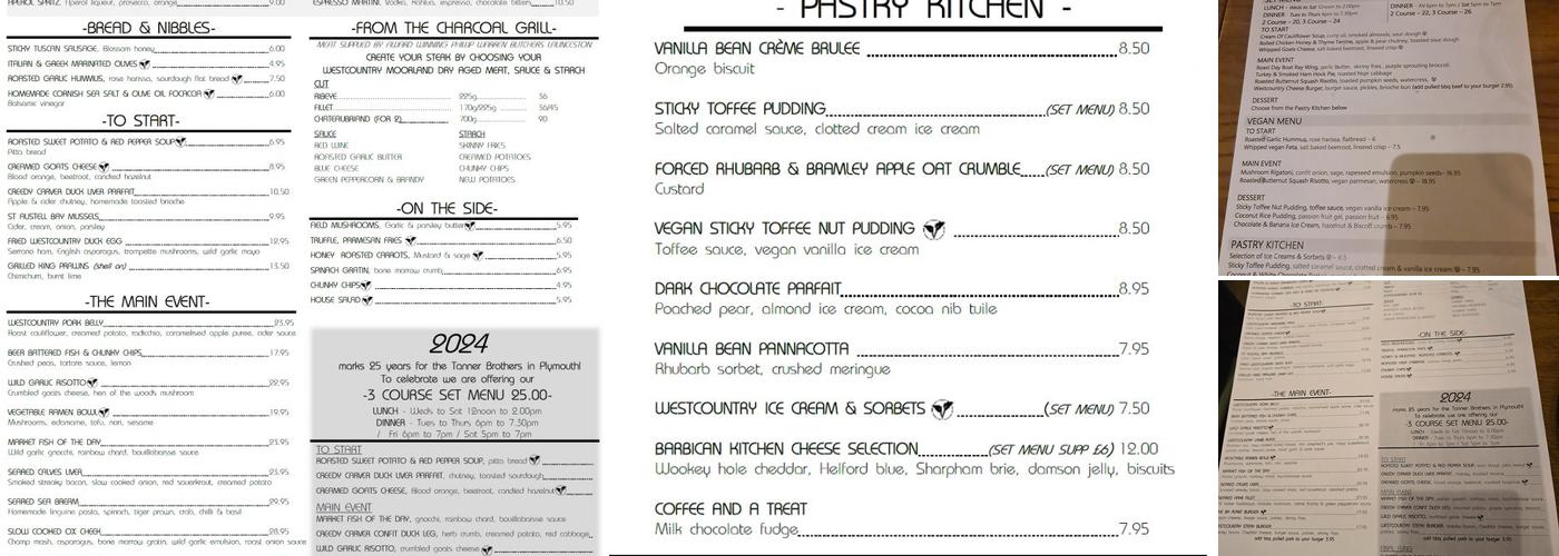 The Barbican Kitchen Menu