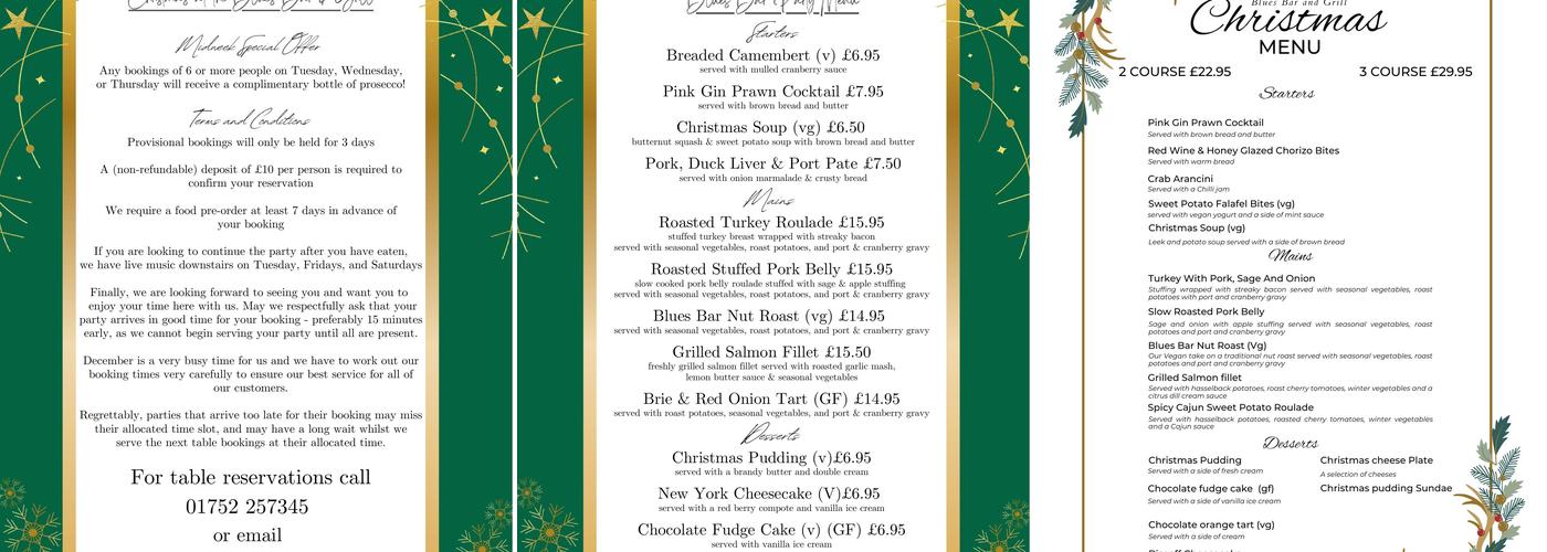 The Blues Bar & Grill Menu