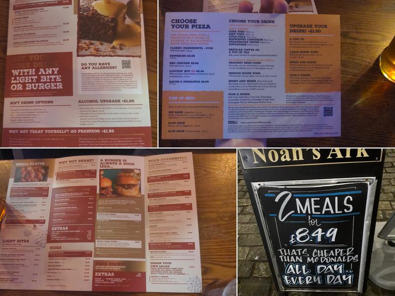 Noahs Ark Menu