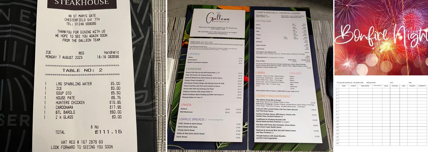 The Galleon Steak House Menu