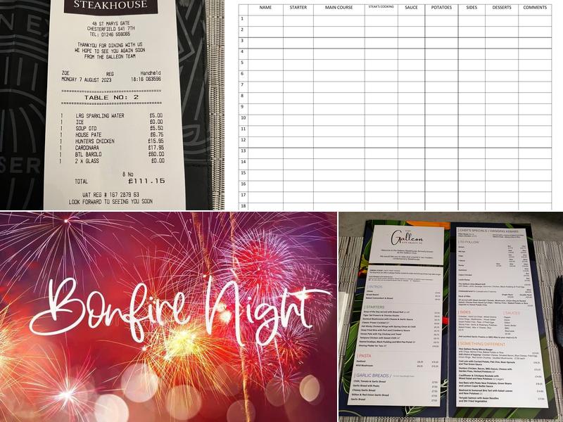 The Galleon Steak House Menu