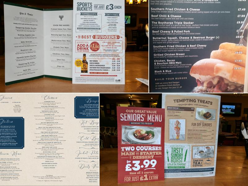 The Boythorpe Inn Menu