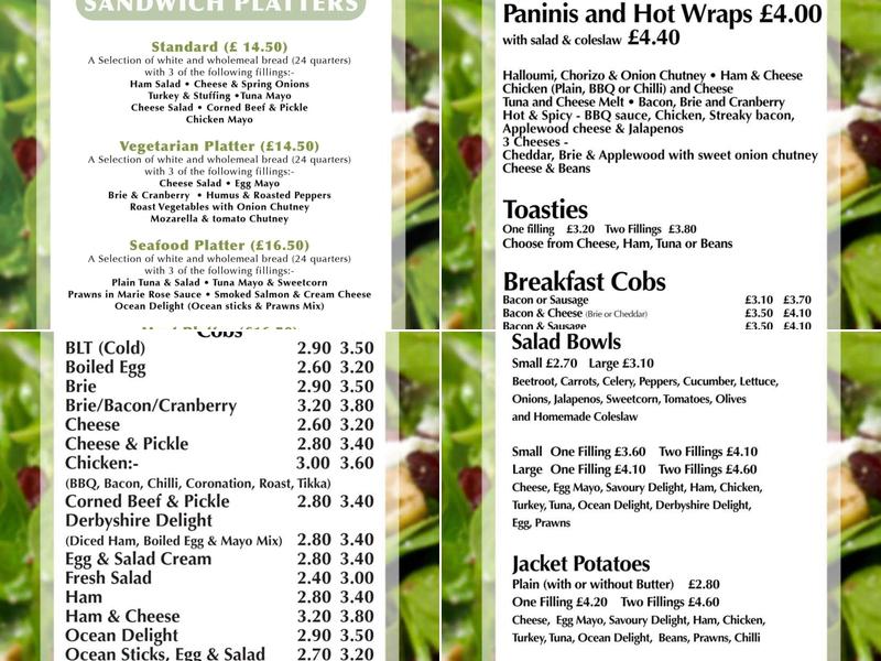 Uppercrust of Chesterfield Menu