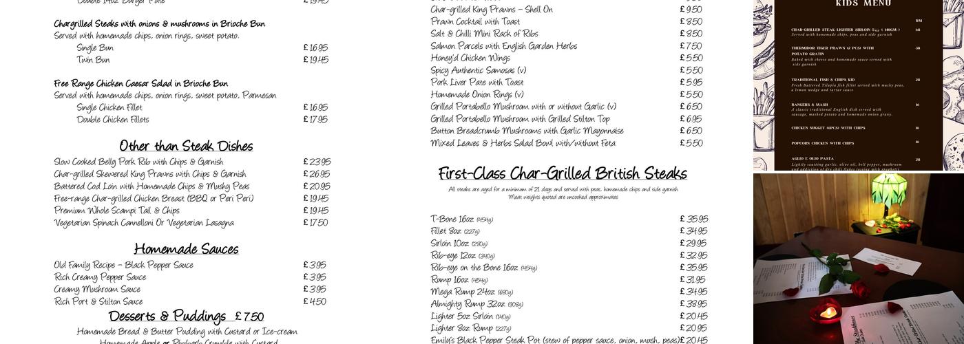 Emily's Steakhouse Menu