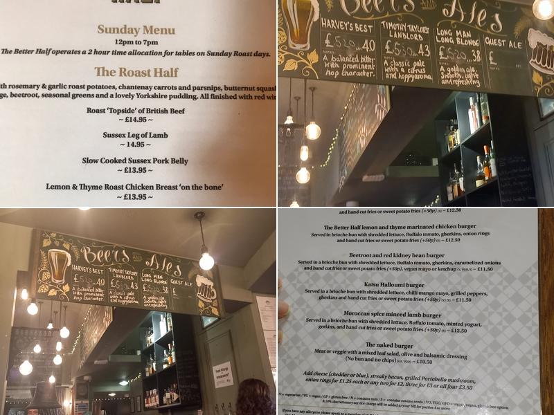 The Better Half Pub Menu