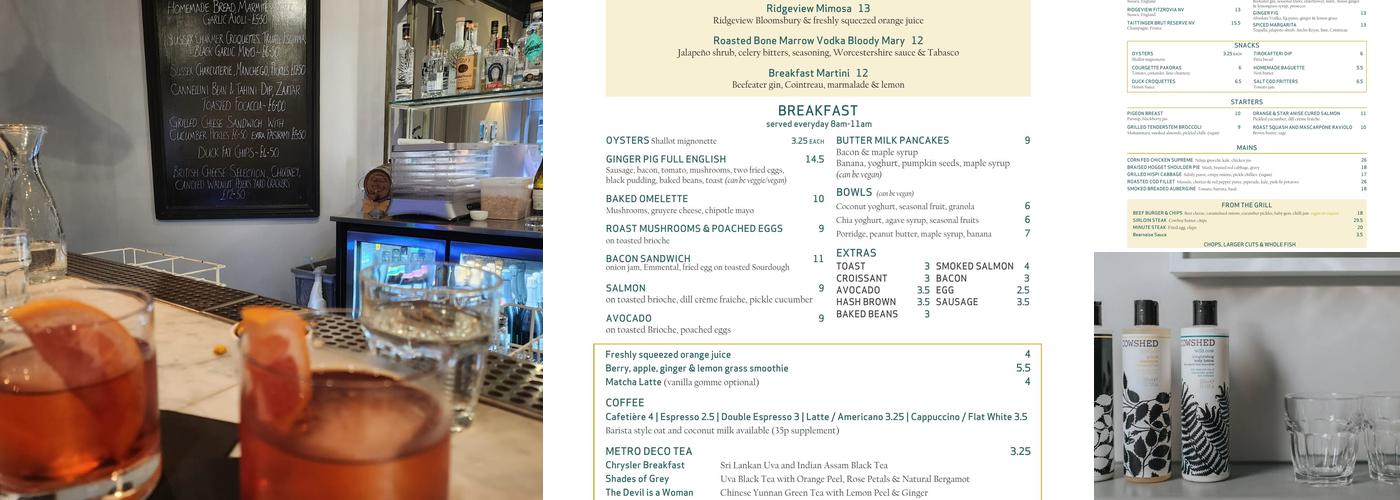 The Ginger Pig - Restaurant & Rooms Menu