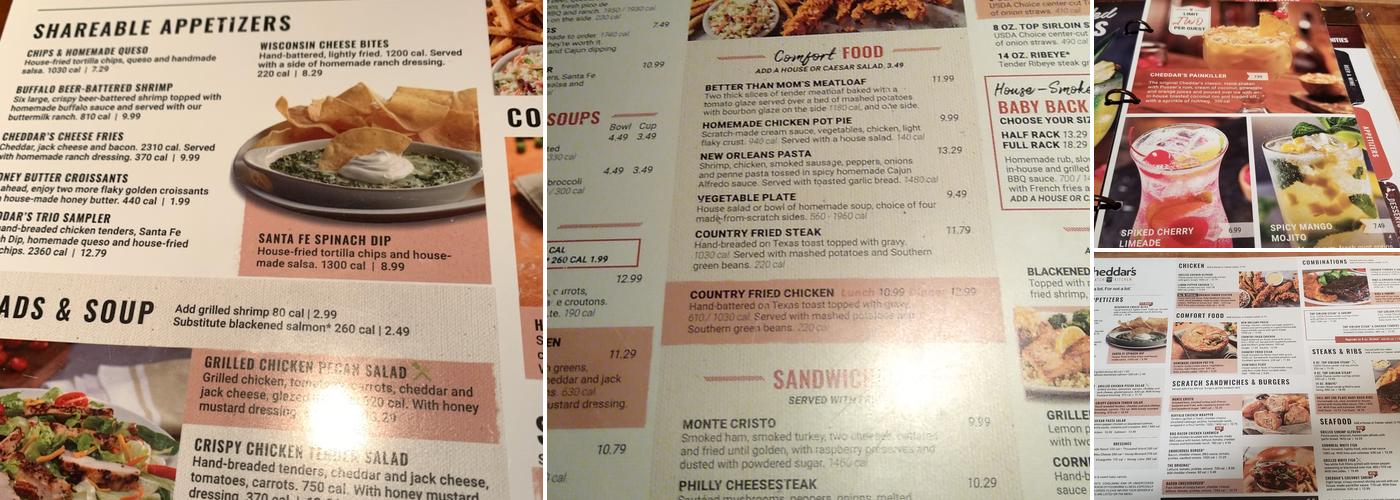 Cheddar's Scratch Kitchen Menu