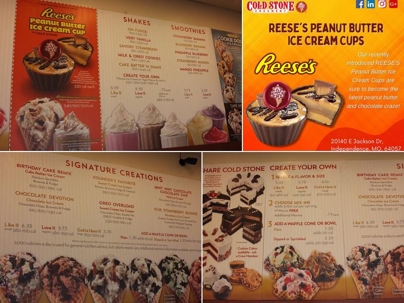 Cold Stone Creamery Menu