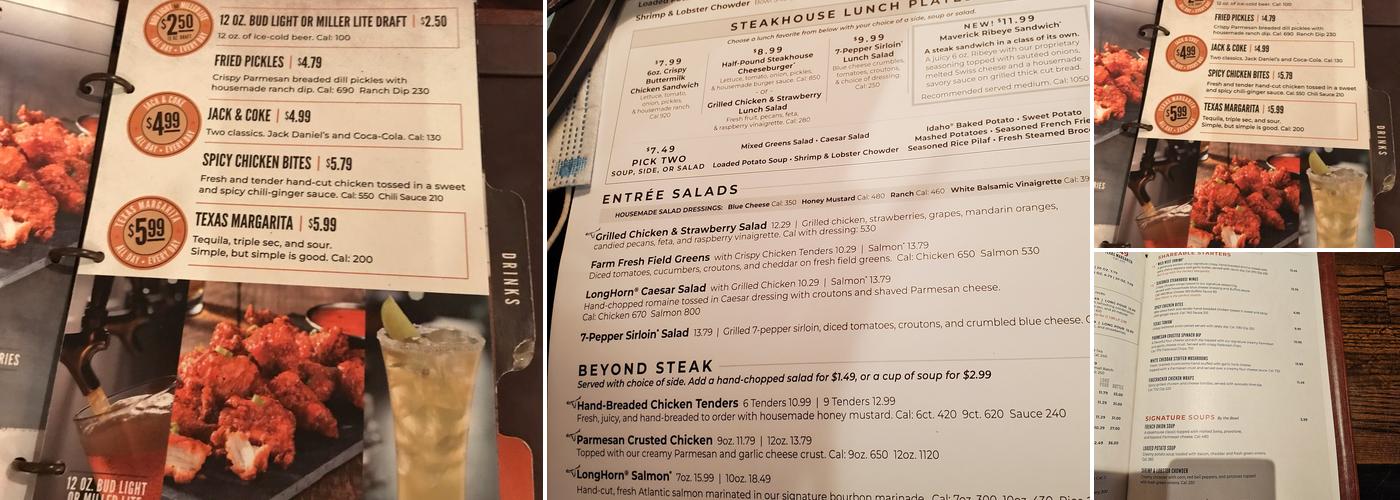LongHorn Steakhouse Menu
