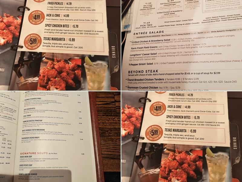 LongHorn Steakhouse Menu