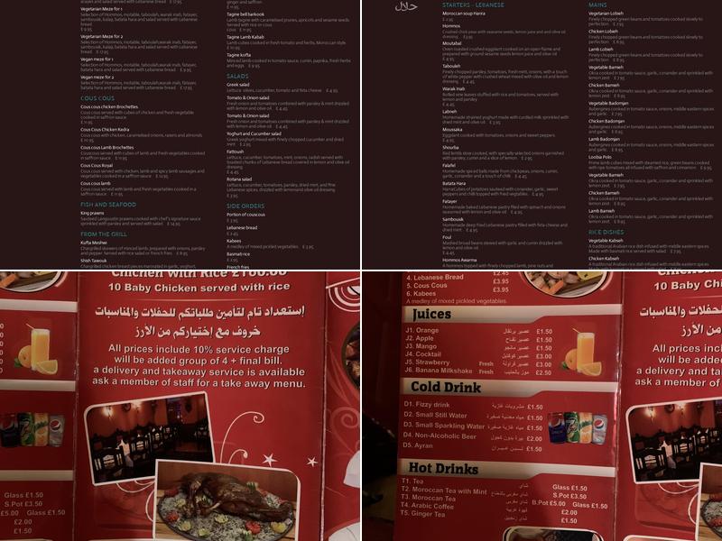 Rotana Moroccan Menu