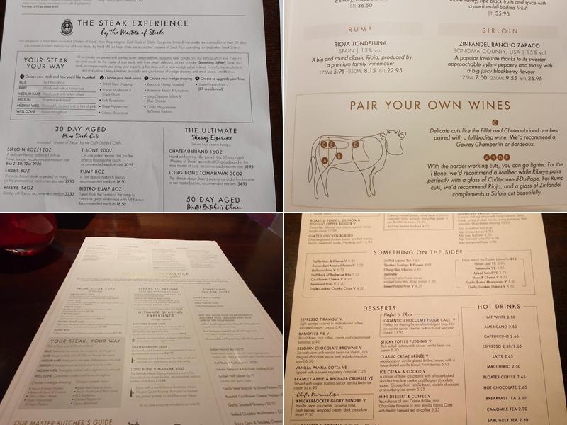 Miller & Carter Brighton Menu