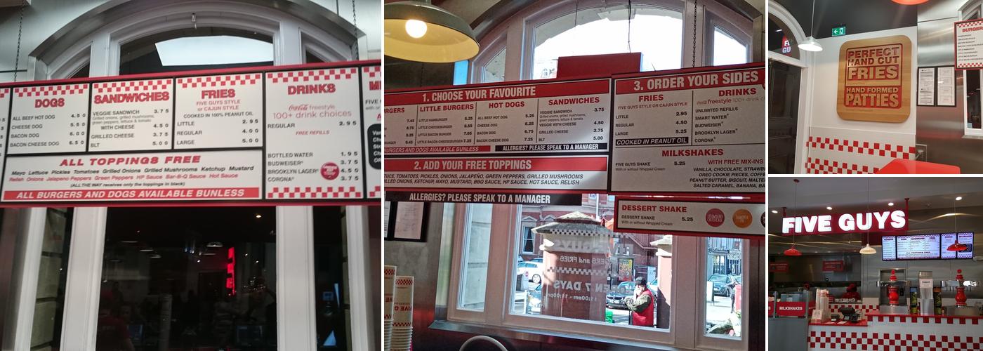Five Guys Exeter Menu