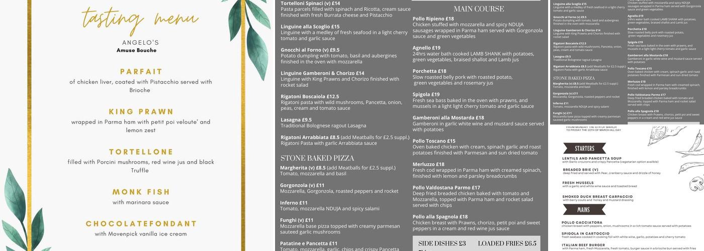 Angelo's Restaurant & Cocktails Bar Menu