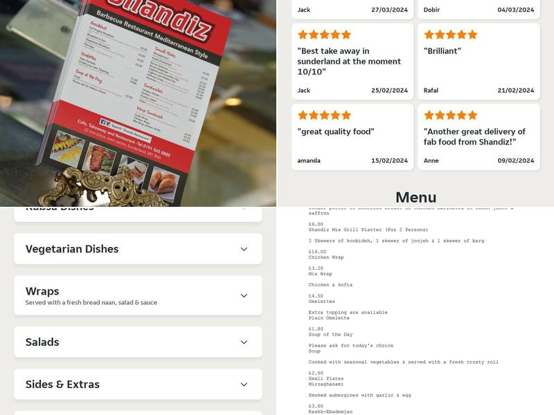 Shandiz Menu