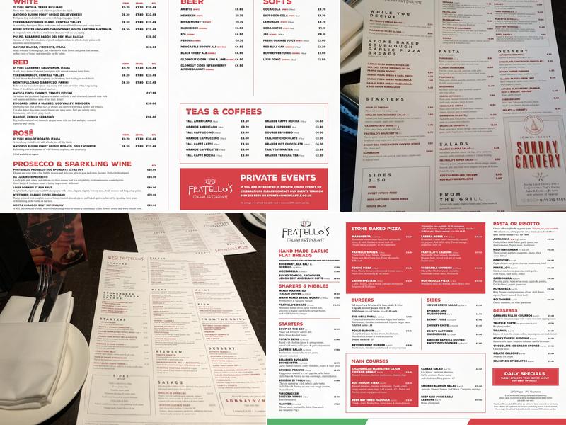 Fratello's Menu