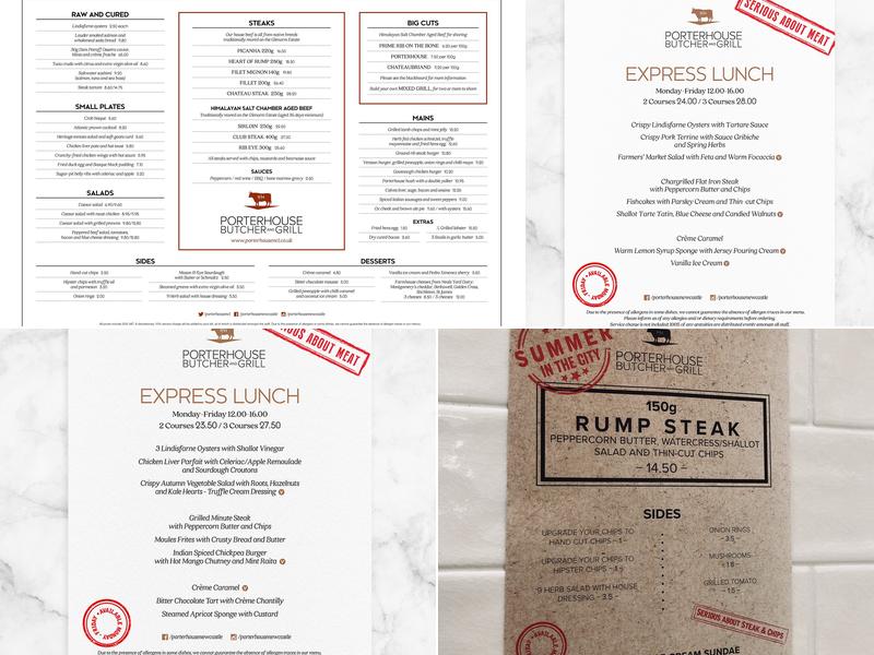 Porterhouse Butcher and Grill Menu