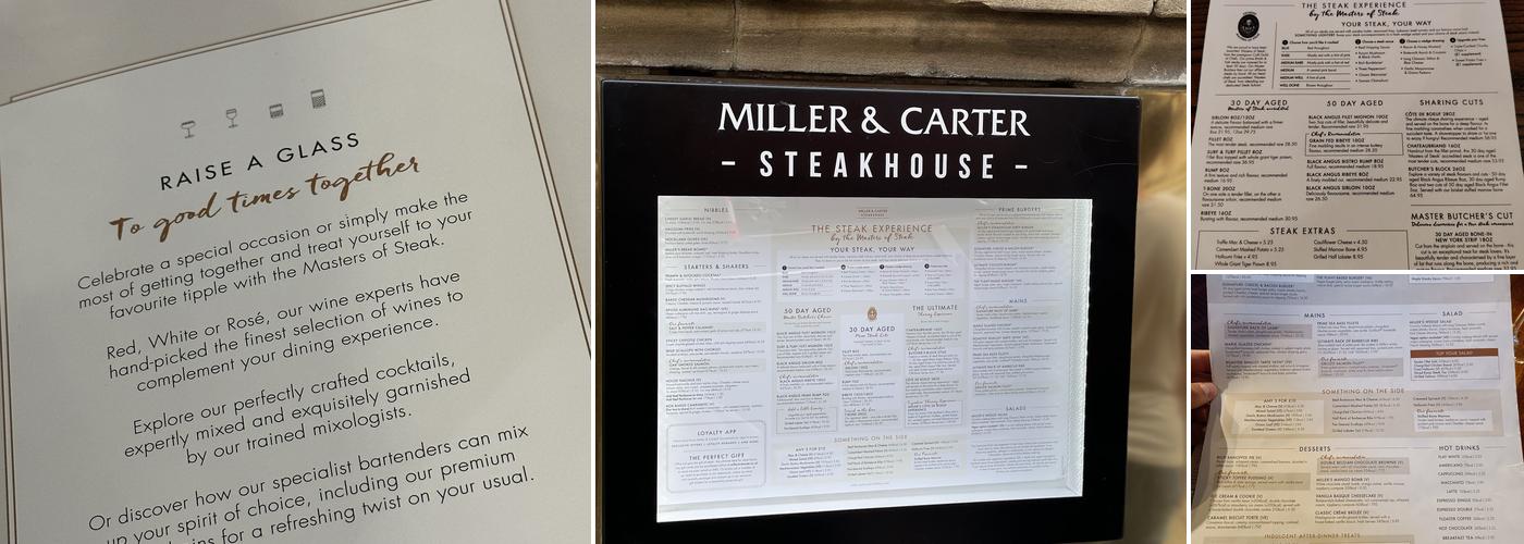 Miller & Carter Newcastle Menu