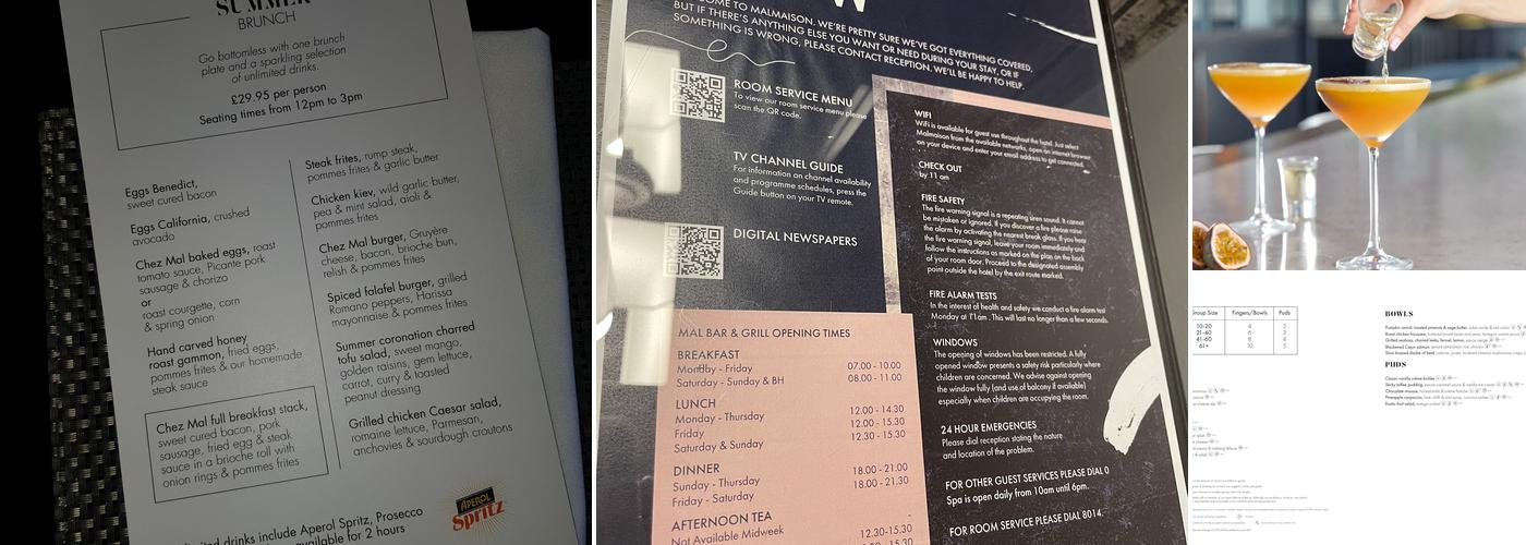 Malmaison Newcastle Menu