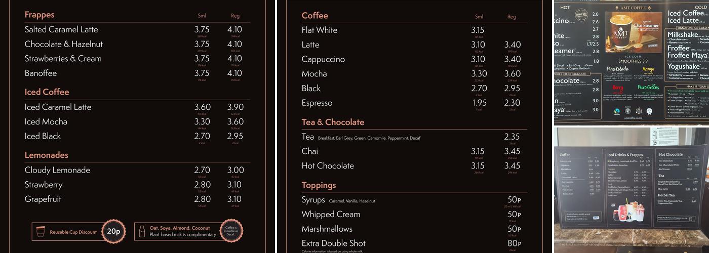 AMT Coffee Menu
