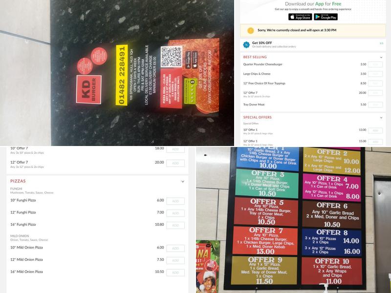 K D Burger Menu