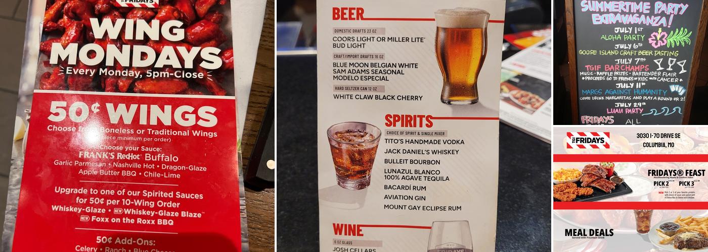 TGI Fridays Menu