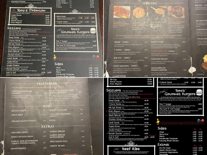 Toro’s Steakhouse Menu