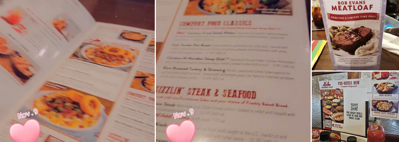 Bob Evans Menu