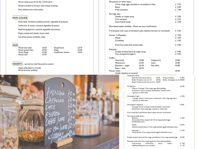 Christopher's British Bistro - Restaurant Menu