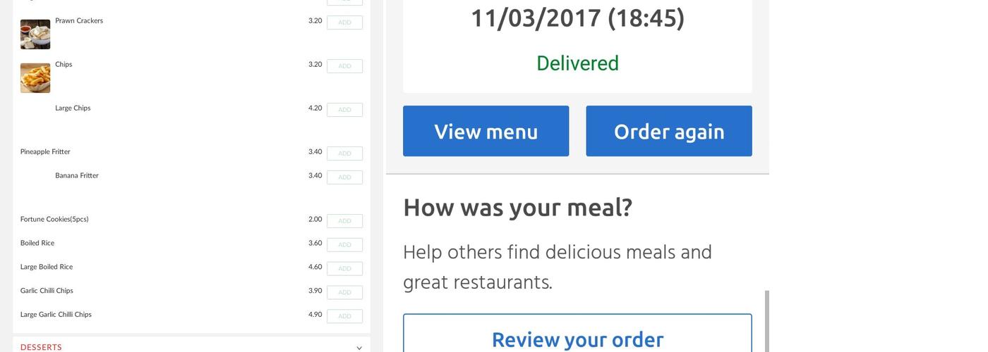 Mr Tang's Take Away Menu