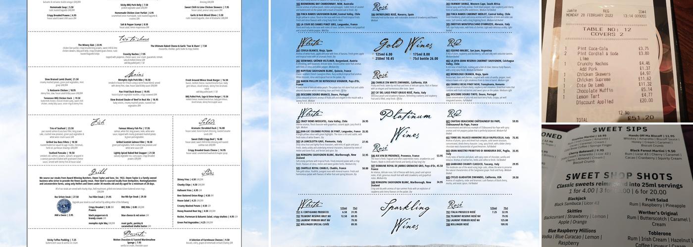 The Winery Menu