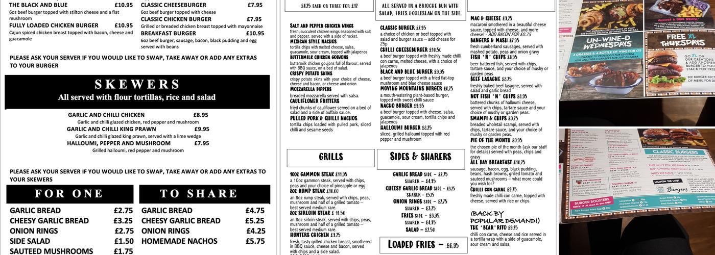 Bear Stafford Menu