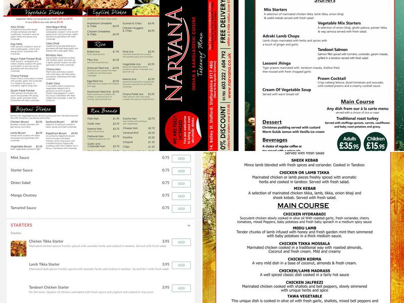 Narvana Menu