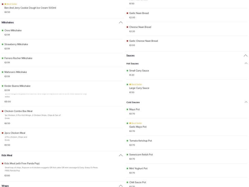 Hills Fish and Chips Menu