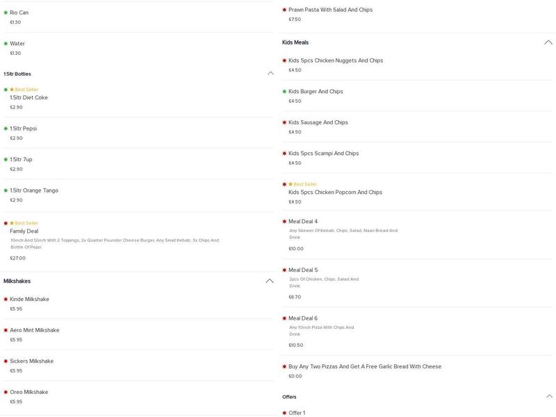 Marmaris Fenton Menu