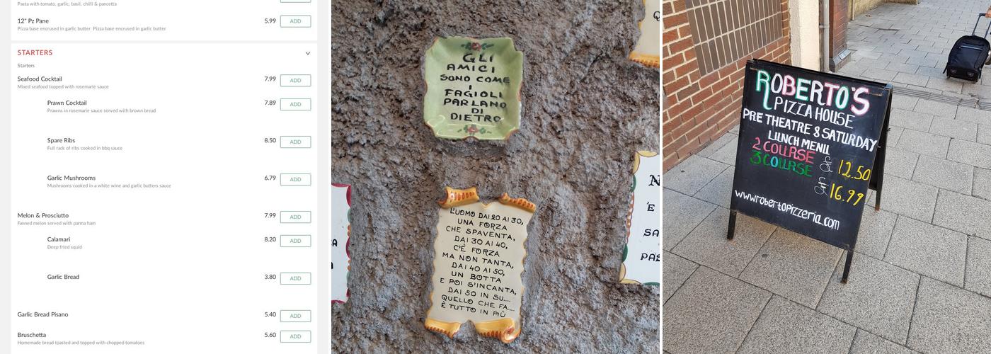 Roberto's Pizza House Menu