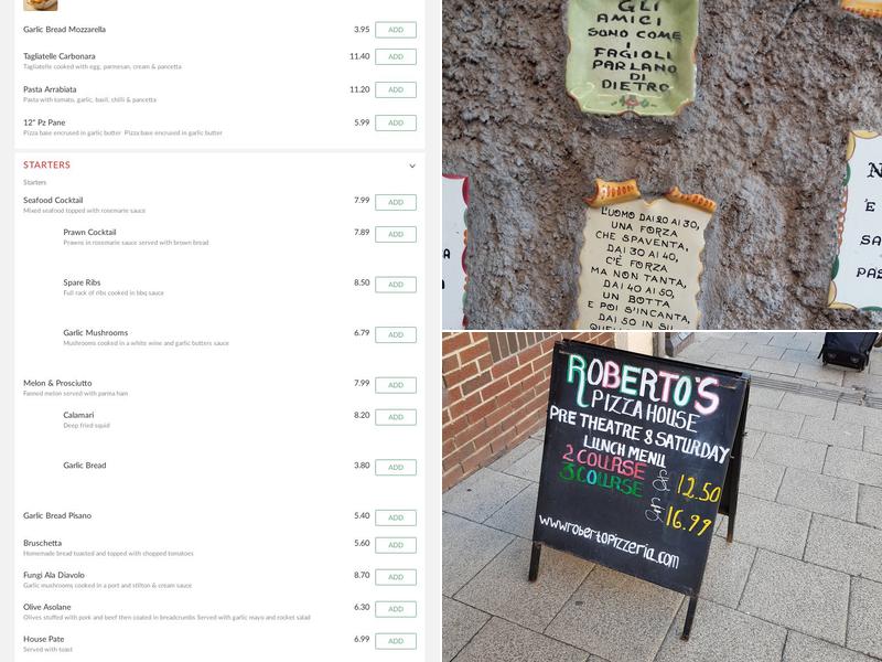 Roberto's Pizza House Menu